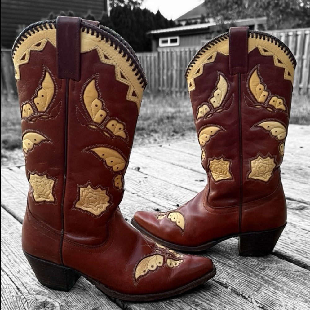RARE Vintage Y2K Juicy Couture Butterfly Western Cowboy Boots